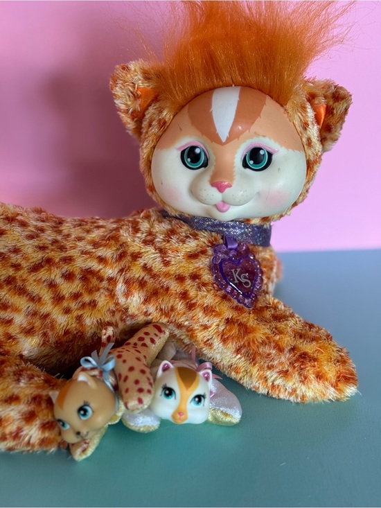 kitty Surprise Other - Kitty Surprise Autumn Orange Speckled Plush Cat with 2 kittens